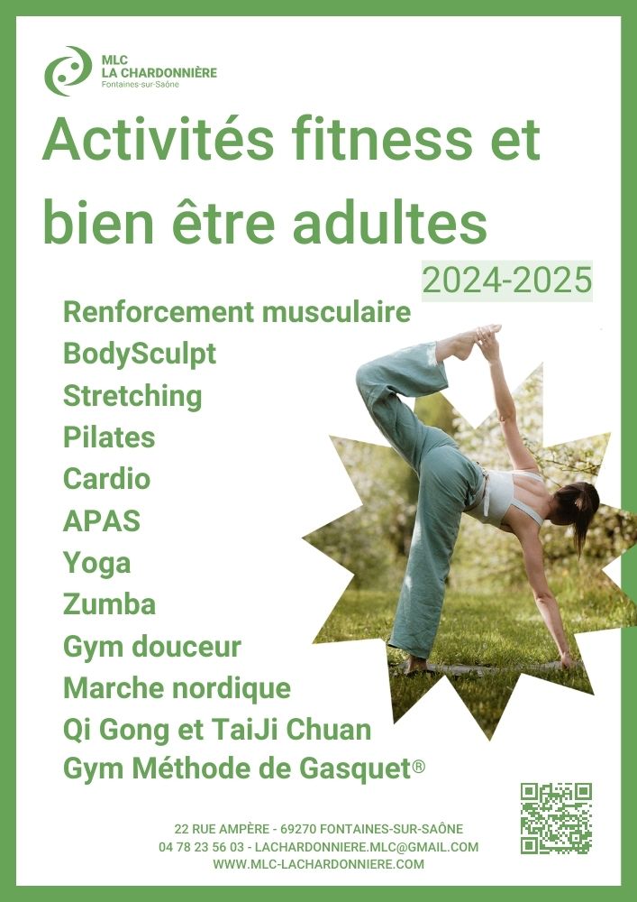 Activités fitness et bien être adultes 2024-2025 à la MLC de Fontaines sur Saône